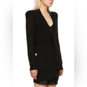Balmain Mohair Long Knit Cardigan in Black size 36F
